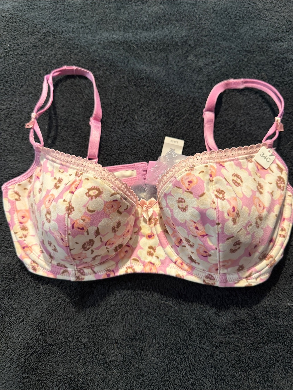 GAP Pink Floral Underwire Bra with Lace Trim